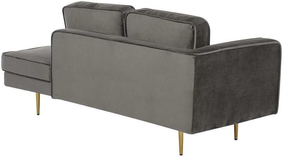 Sofa Beliani Kairysis gultas MIRAMAS, veliūras, pilkai smėlinės spalvos
