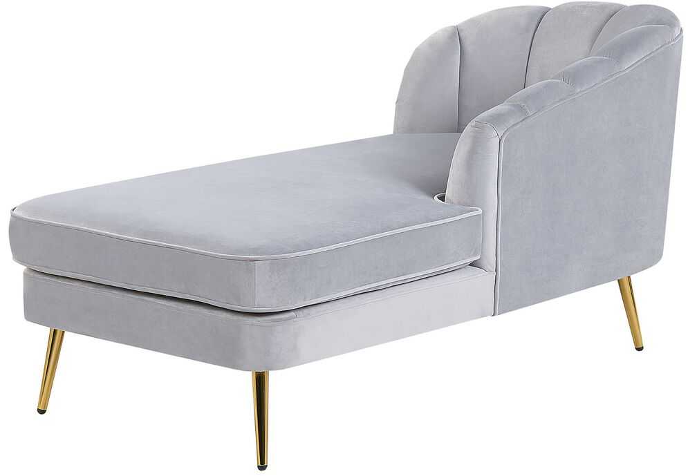 Sofa Beliani Kairysis šezlongas ALLIER, veliūras, šviesiai pilkas