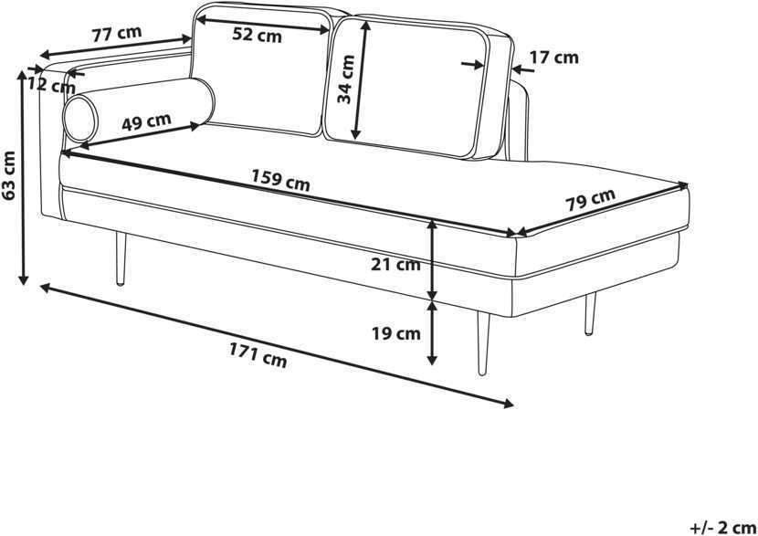 Sofa Beliani Kairinis szezlongas MIRAMAS, rožinis veliūras