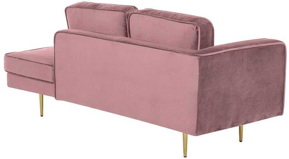 Sofa Beliani Kairinis szezlongas MIRAMAS, rožinis veliūras