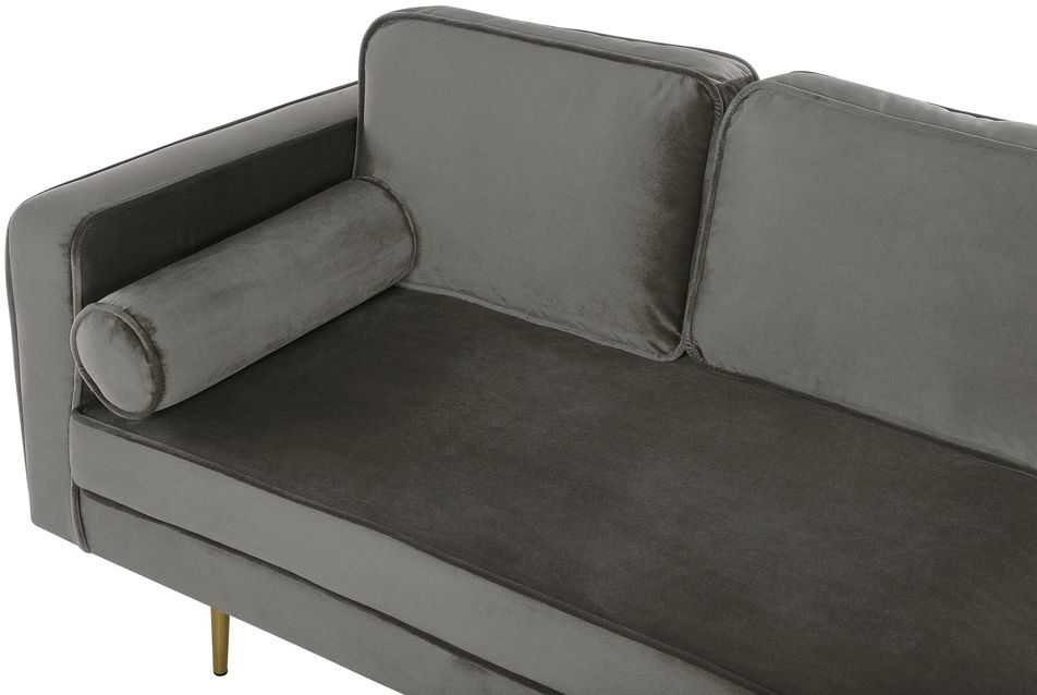 Sofa Beliani Kairysis gultas MIRAMAS, veliūras, pilkai smėlinės spalvos