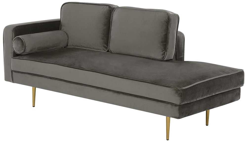 Sofa Beliani Kairysis gultas MIRAMAS, veliūras, pilkai smėlinės spalvos