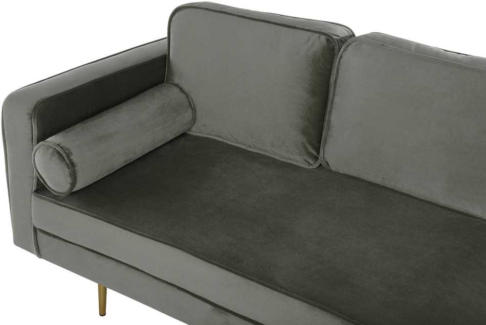 Sofa Beliani Kairysis gultas MIRAMAS, veliūras, pilkai smėlinės spalvos