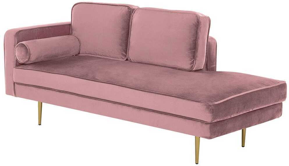 Sofa Beliani Kairinis szezlongas MIRAMAS, rožinis veliūras