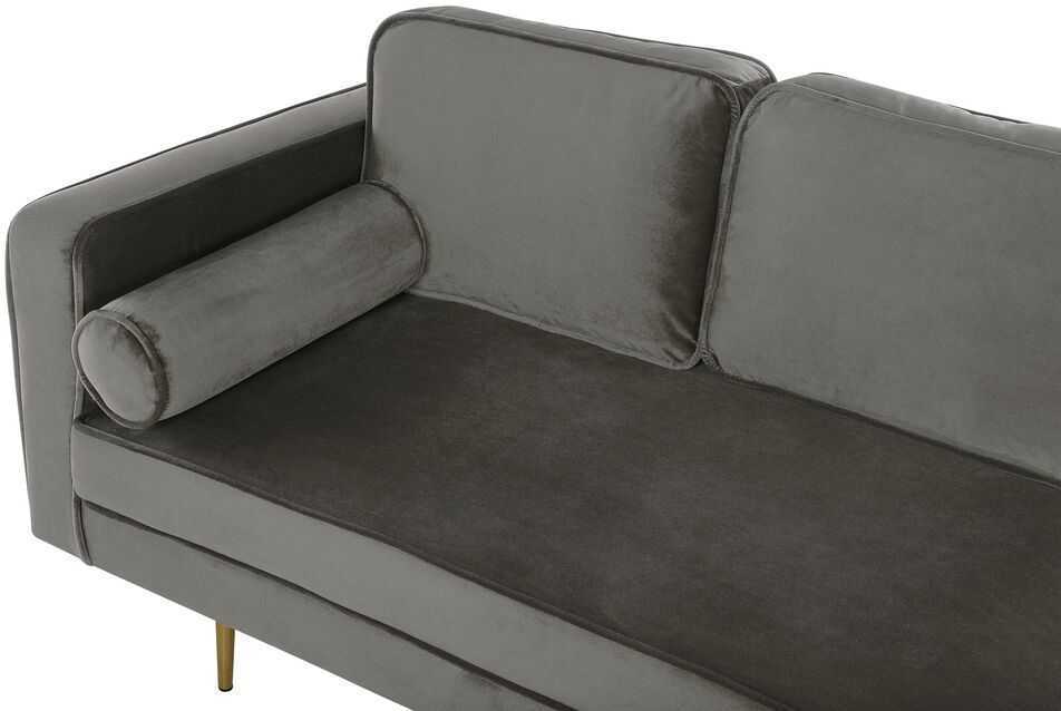 Sofa Beliani Kairysis gultas MIRAMAS, veliūras, pilkai smėlinės spalvos