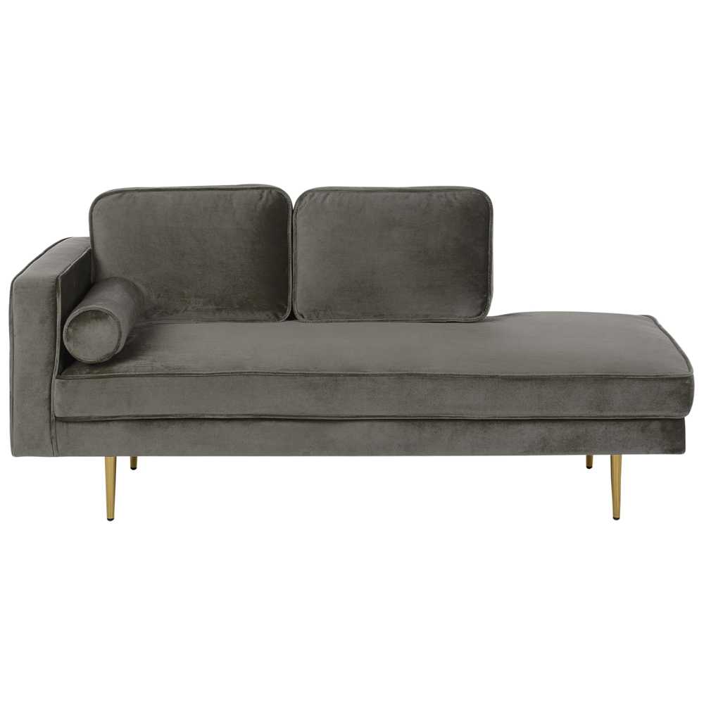 Sofa Beliani Kairysis gultas MIRAMAS, veliūras, pilkai smėlinės spalvos