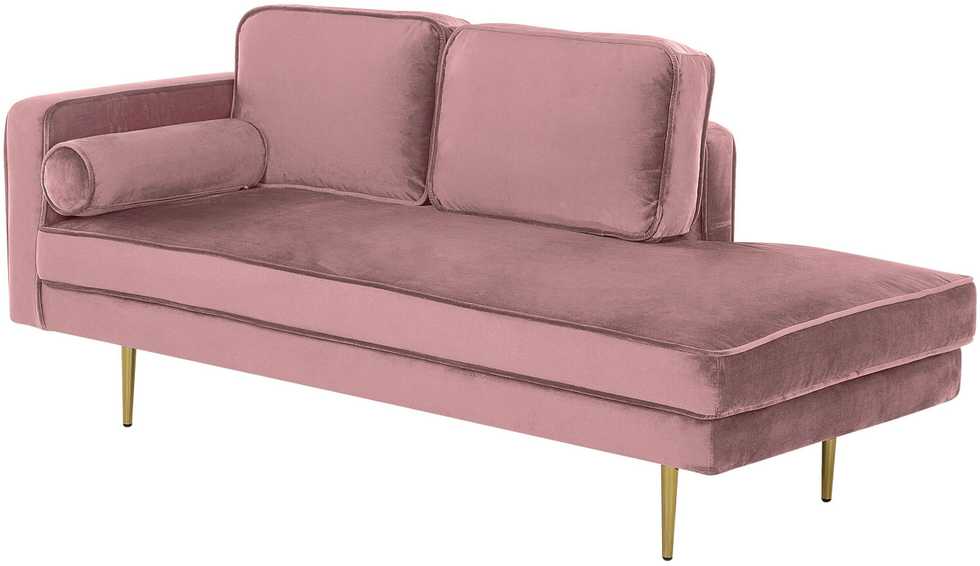 Sofa Beliani Kairinis szezlongas MIRAMAS, rožinis veliūras