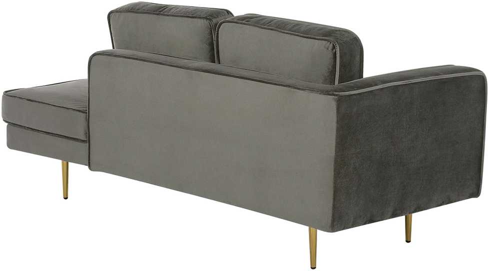 Sofa Beliani Kairysis gultas MIRAMAS, veliūras, pilkai smėlinės spalvos