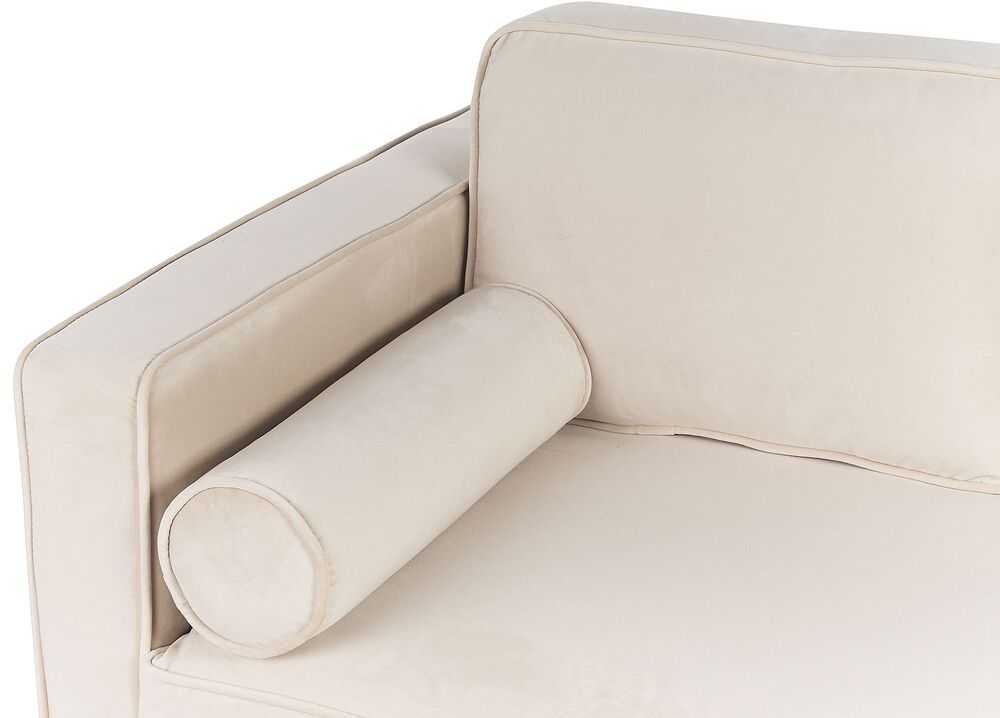 Sofa Beliani Kairysis gultas MIRAMAS, smėlio spalvos veliūras