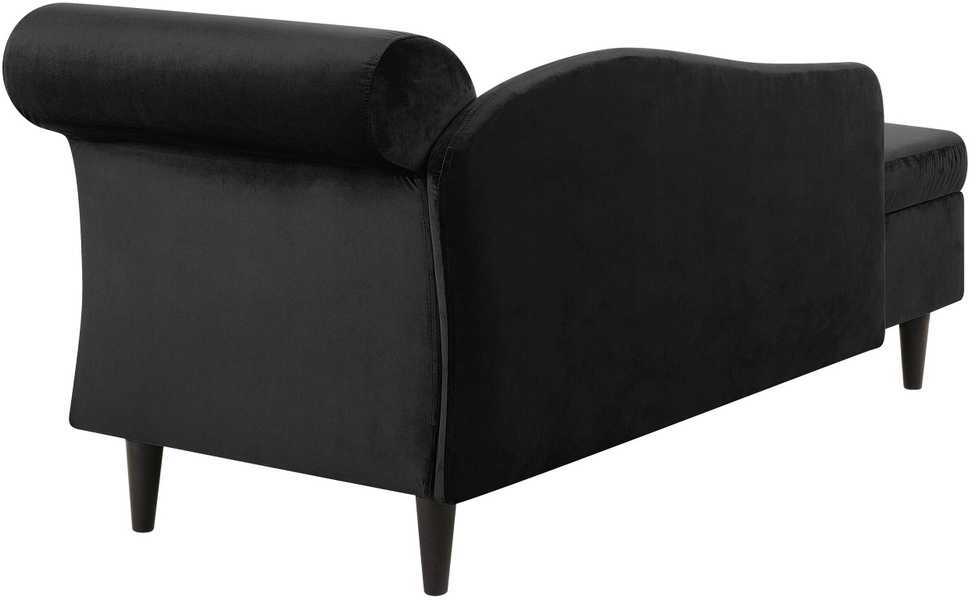Sofa Beliani Dešininis šezlongas LUIRO veliūrinis juodas su daiktadėže