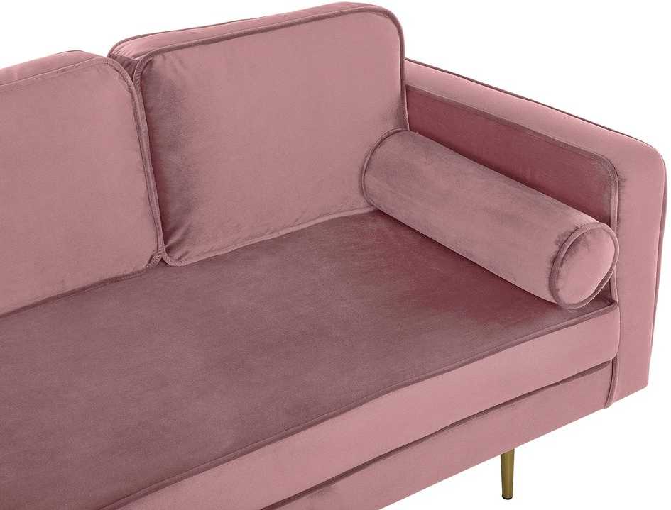 Sofa Beliani Dešininis šezlongas MIRAMAS aksominis rožinis