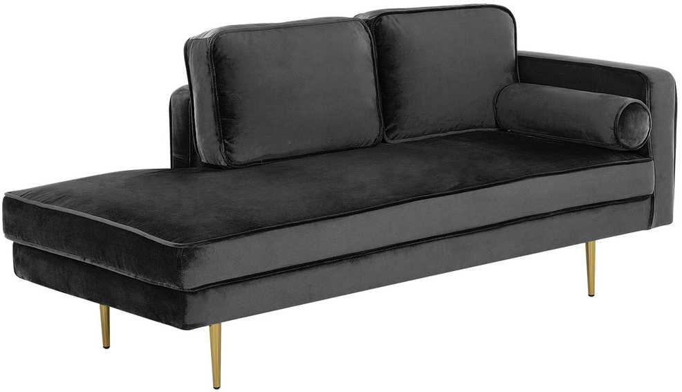 Sofa Beliani Dešininės pusės šezlongas MIRAMAS, veliūras, juodas