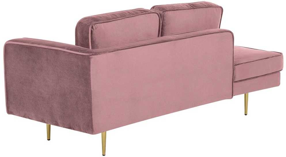 Sofa Beliani Dešininis šezlongas MIRAMAS aksominis rožinis