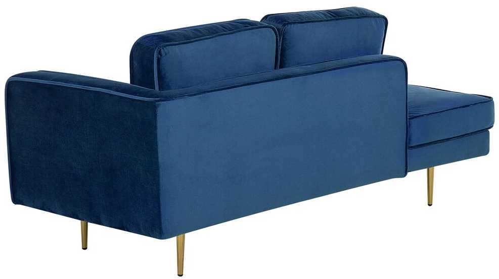 Beliani Dešininė gulto sofa MIRAMAS, veliūras, tamsiai mėlyna