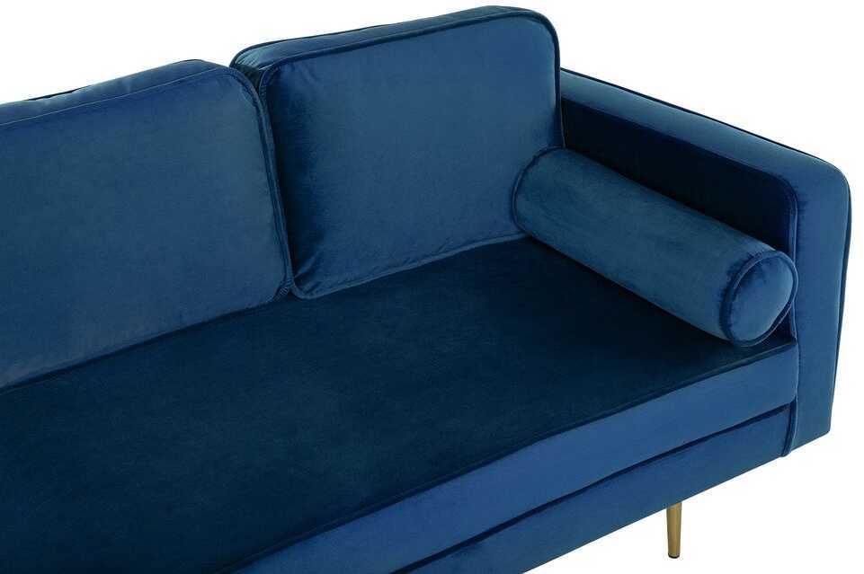 Beliani Dešininė gulto sofa MIRAMAS, veliūras, tamsiai mėlyna