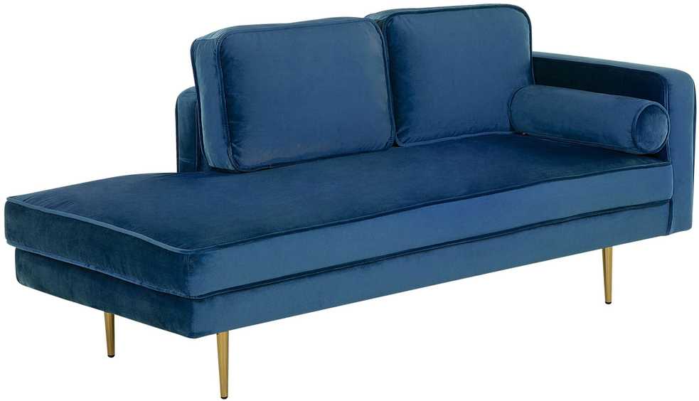 Beliani Dešininė gulto sofa MIRAMAS, veliūras, tamsiai mėlyna
