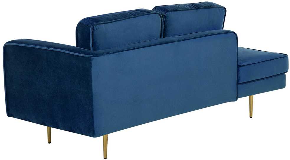 Beliani Dešininė gulto sofa MIRAMAS, veliūras, tamsiai mėlyna