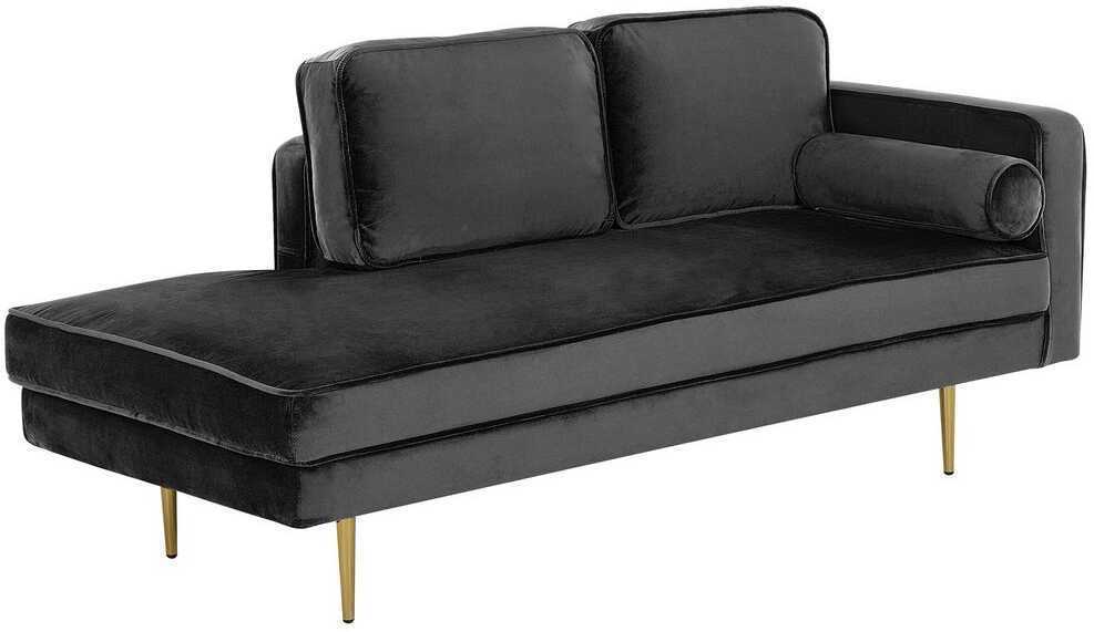Sofa Beliani Dešininės pusės šezlongas MIRAMAS, veliūras, juodas