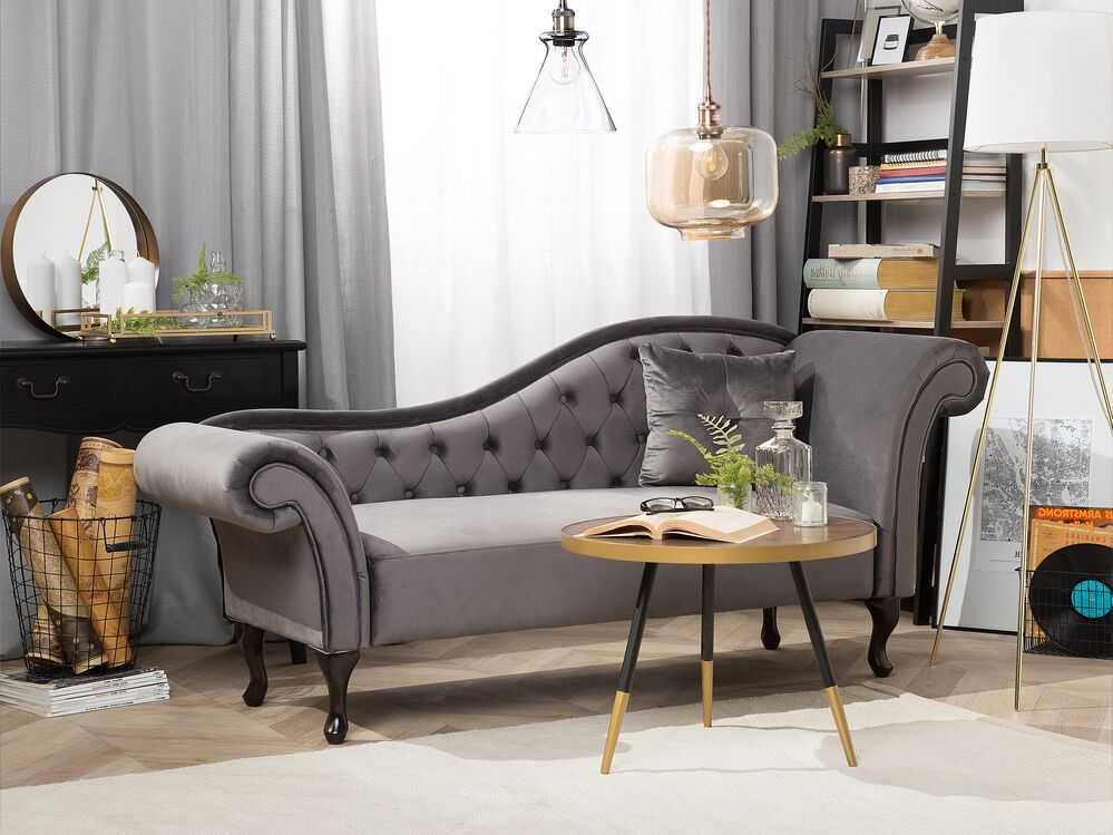 Sofa Beliani Dešininis gultas LATTES veliūrinis pilkas