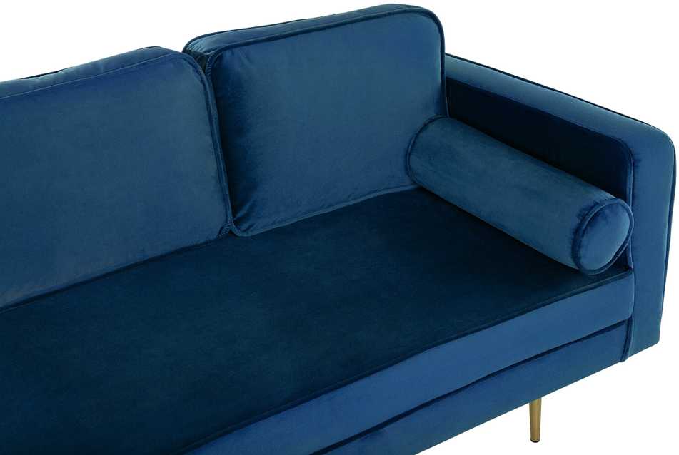 Beliani Dešininė gulto sofa MIRAMAS, veliūras, tamsiai mėlyna
