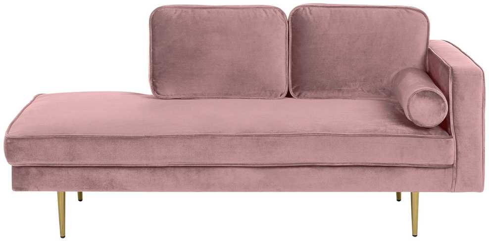 Sofa Beliani Dešininis šezlongas MIRAMAS aksominis rožinis