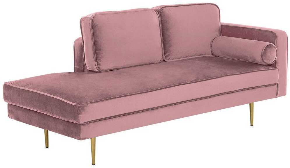 Sofa Beliani Dešininis šezlongas MIRAMAS aksominis rožinis