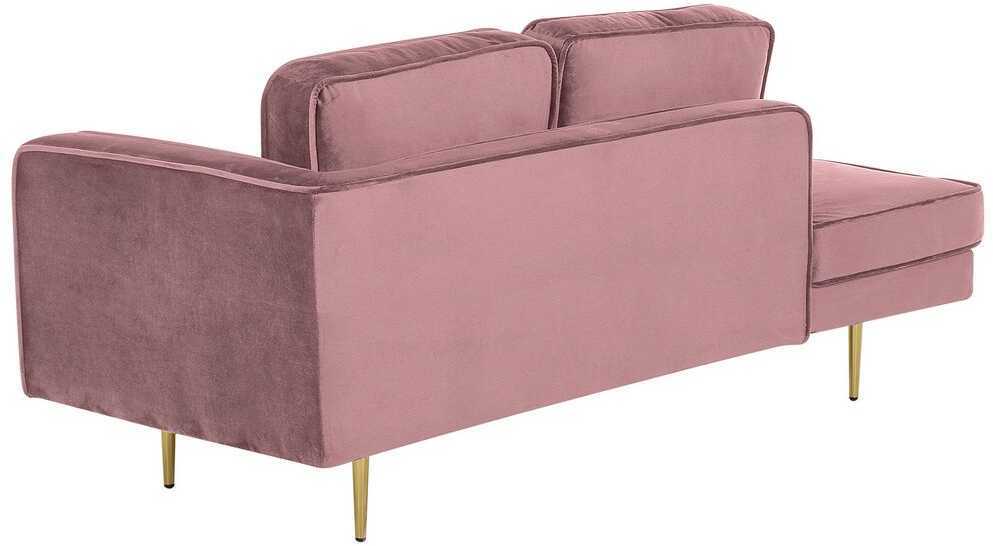 Sofa Beliani Dešininis šezlongas MIRAMAS aksominis rožinis