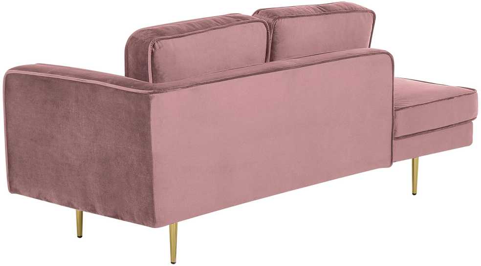 Sofa Beliani Dešininis šezlongas MIRAMAS aksominis rožinis