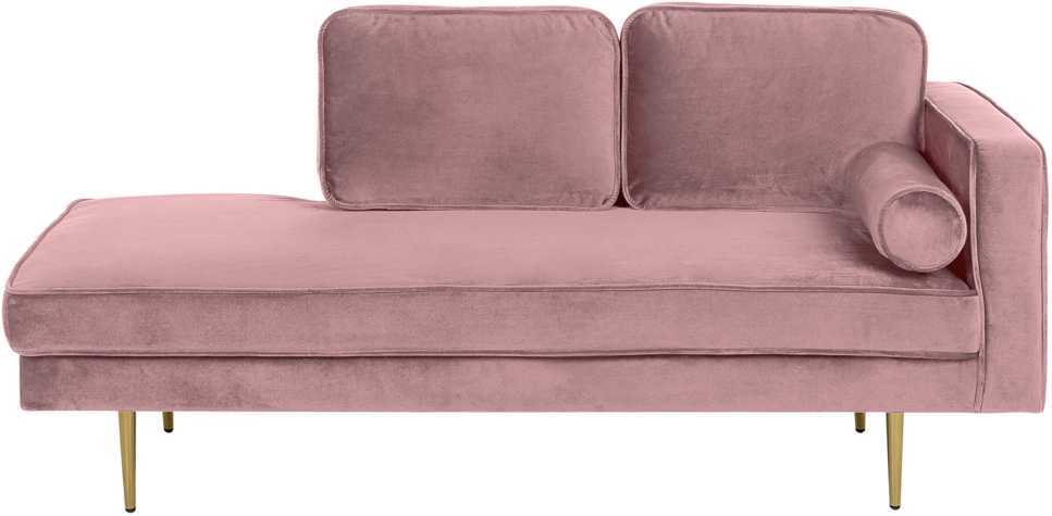 Sofa Beliani Dešininis šezlongas MIRAMAS aksominis rožinis