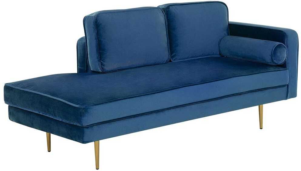 Beliani Dešininė gulto sofa MIRAMAS, veliūras, tamsiai mėlyna