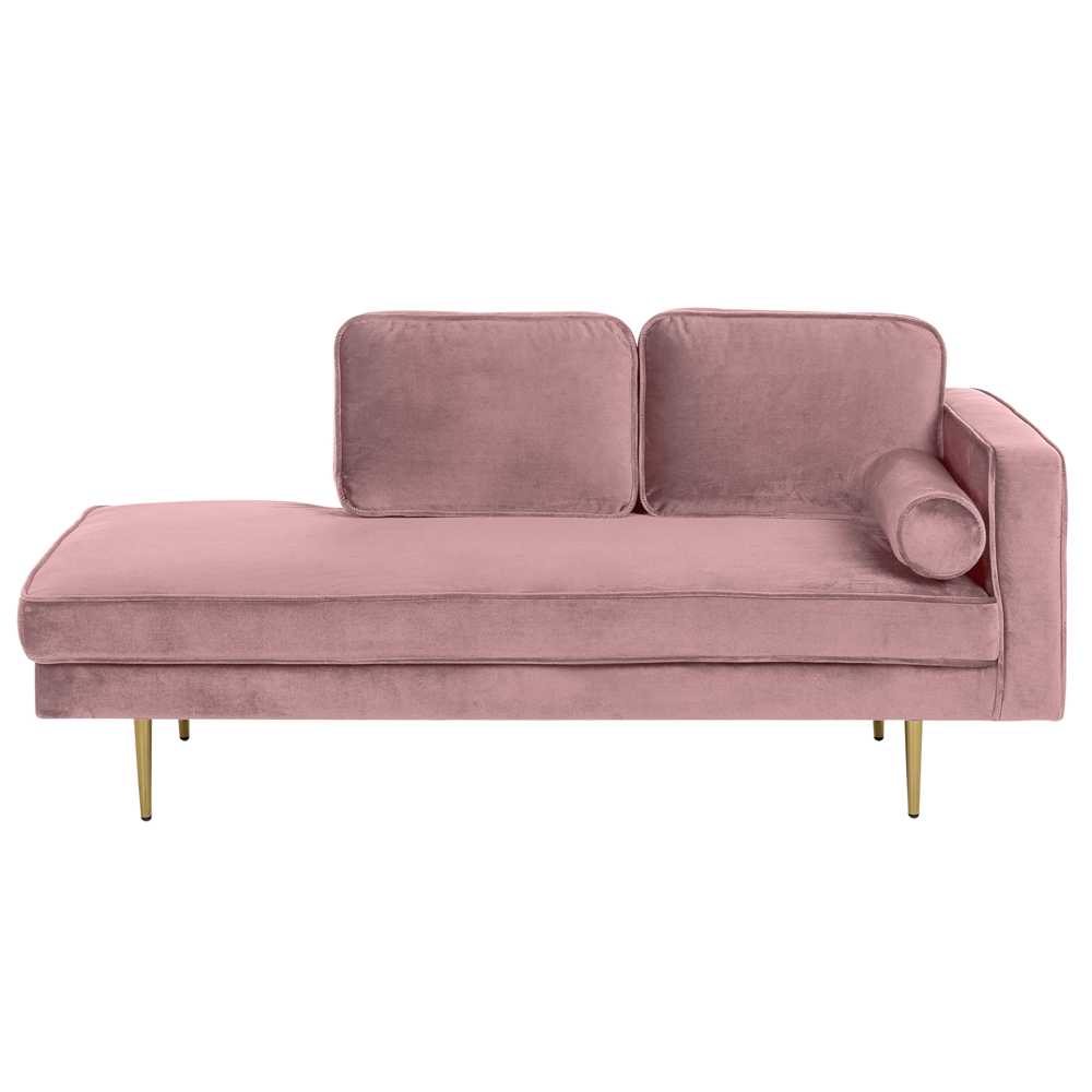 Sofa Beliani Dešininis šezlongas MIRAMAS aksominis rožinis