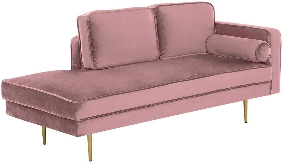 Sofa Beliani Dešininis šezlongas MIRAMAS aksominis rožinis