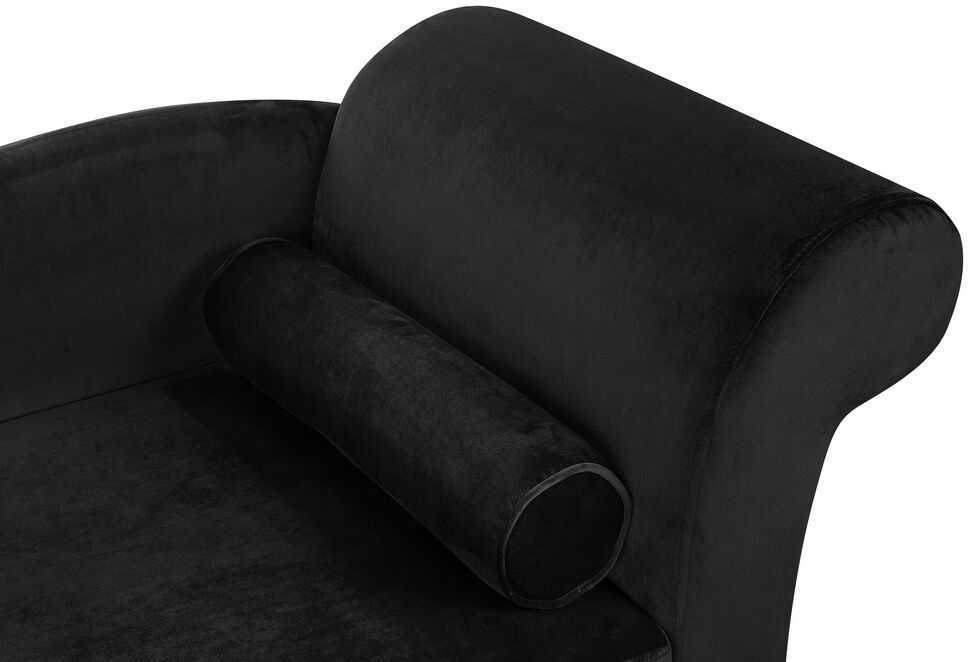 Sofa Beliani Dešininis šezlongas LUIRO veliūrinis juodas su daiktadėže