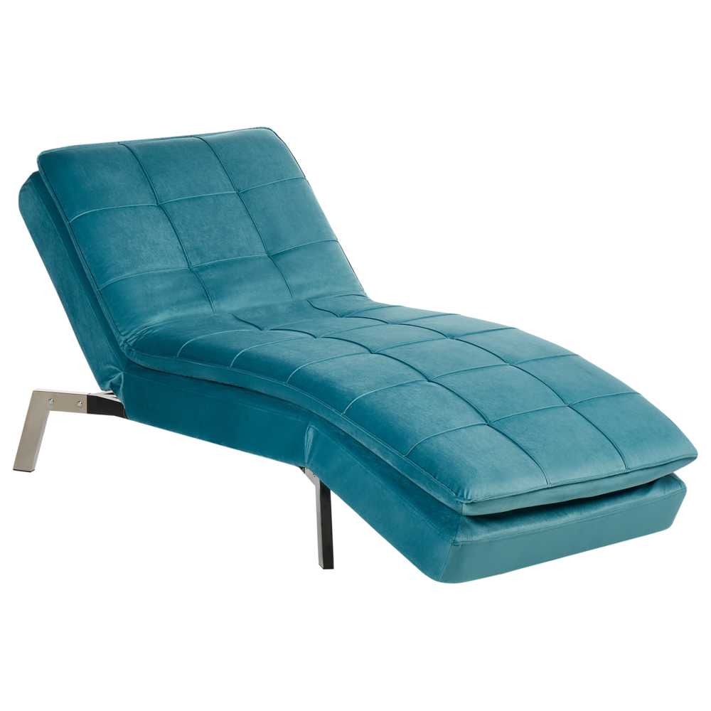 Sofa Beliani Šezlongas LOIRET, veliūrinis, lazurito spalvos