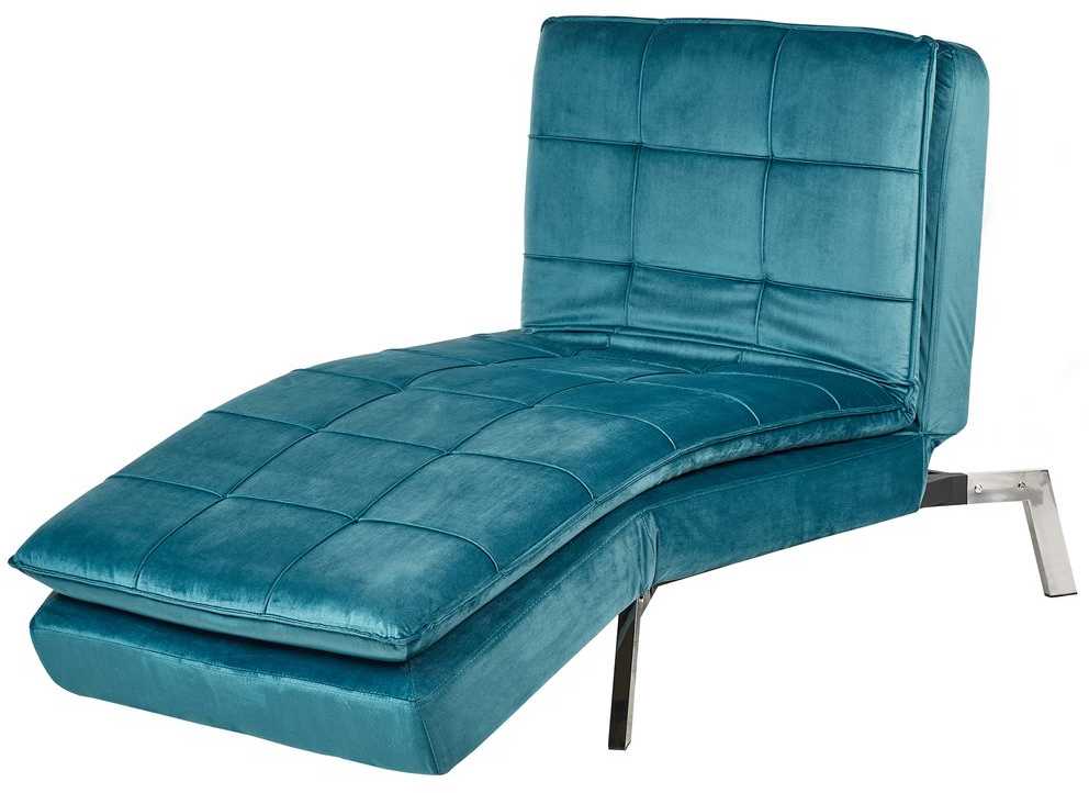 Sofa Beliani Šezlongas LOIRET, veliūrinis, lazurito spalvos