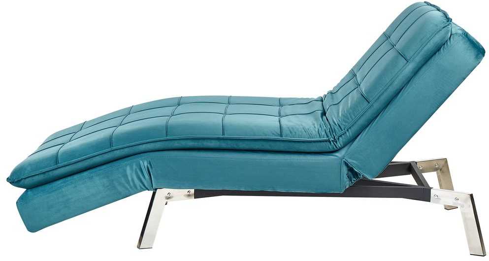 Sofa Beliani Šezlongas LOIRET, veliūrinis, lazurito spalvos