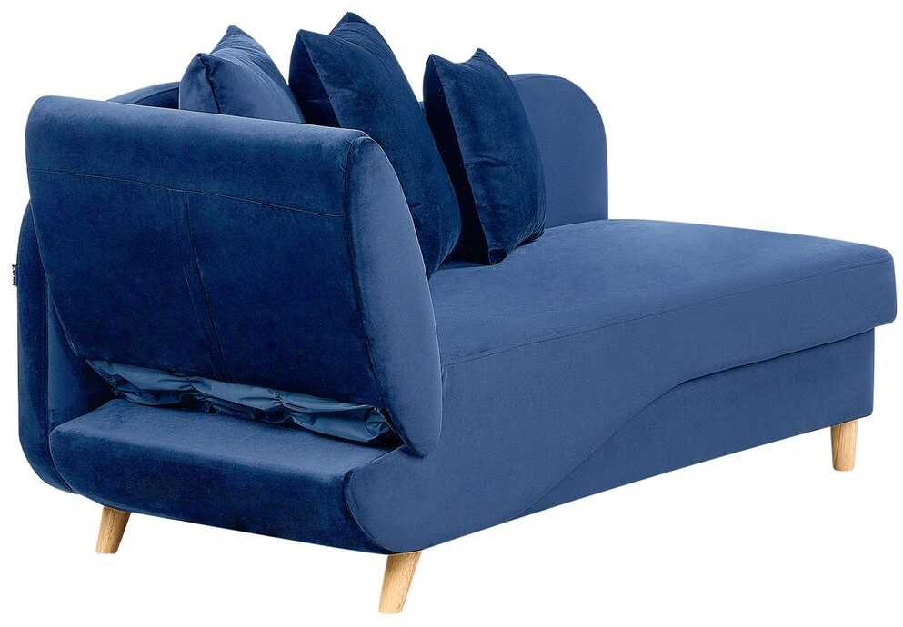 Sofa Beliani Kairinis gultas MERI su daiktadėže, tamsiai mėlynas veliūras