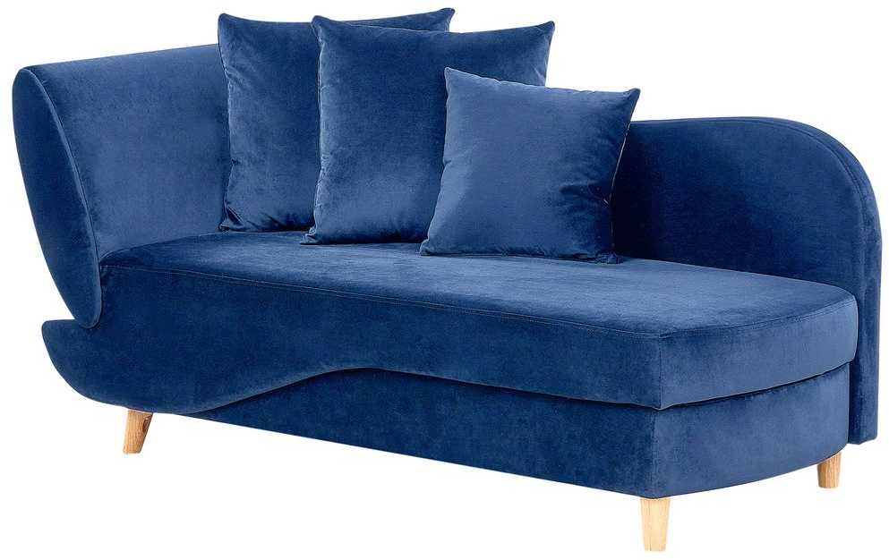 Sofa Beliani Kairinis gultas MERI su daiktadėže, tamsiai mėlynas veliūras