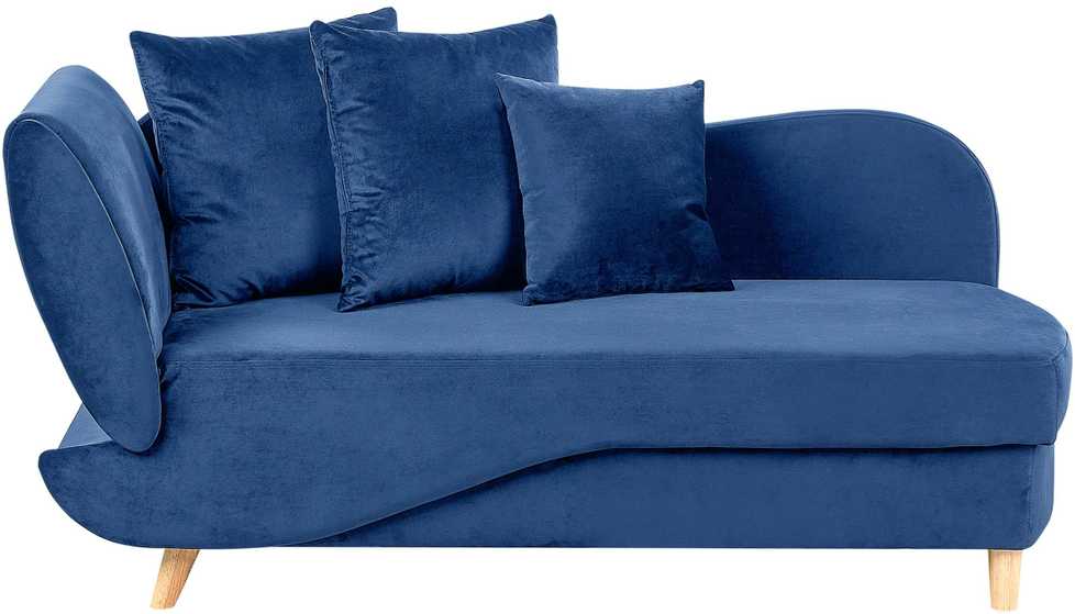 Sofa Beliani Kairinis gultas MERI su daiktadėže, tamsiai mėlynas veliūras