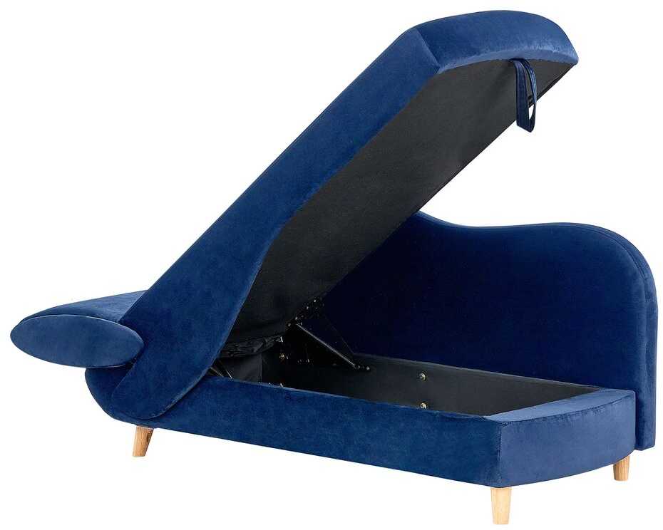 Sofa Beliani Kairinis gultas MERI su daiktadėže, tamsiai mėlynas veliūras