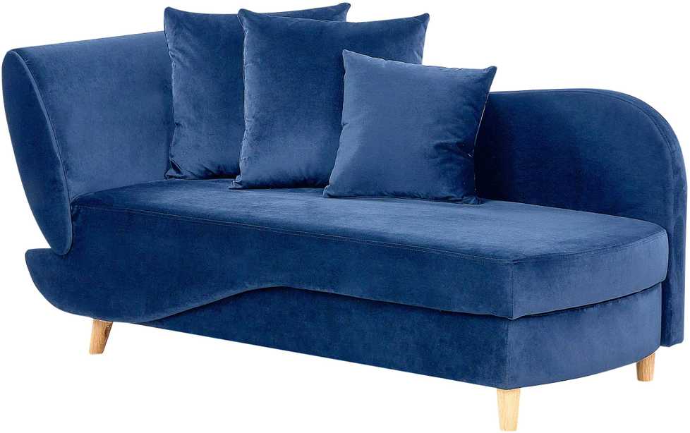 Sofa Beliani Kairinis gultas MERI su daiktadėže, tamsiai mėlynas veliūras