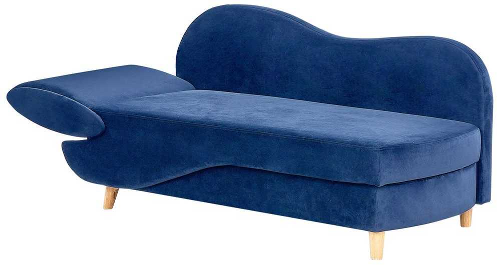Sofa Beliani Kairinis gultas MERI su daiktadėže, tamsiai mėlynas veliūras