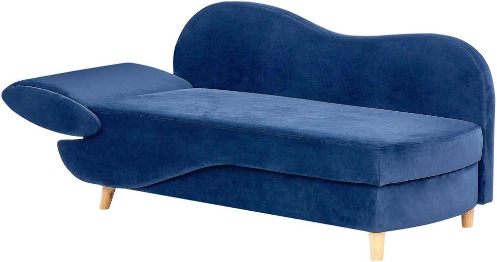Sofa Beliani Kairinis gultas MERI su daiktadėže, tamsiai mėlynas veliūras