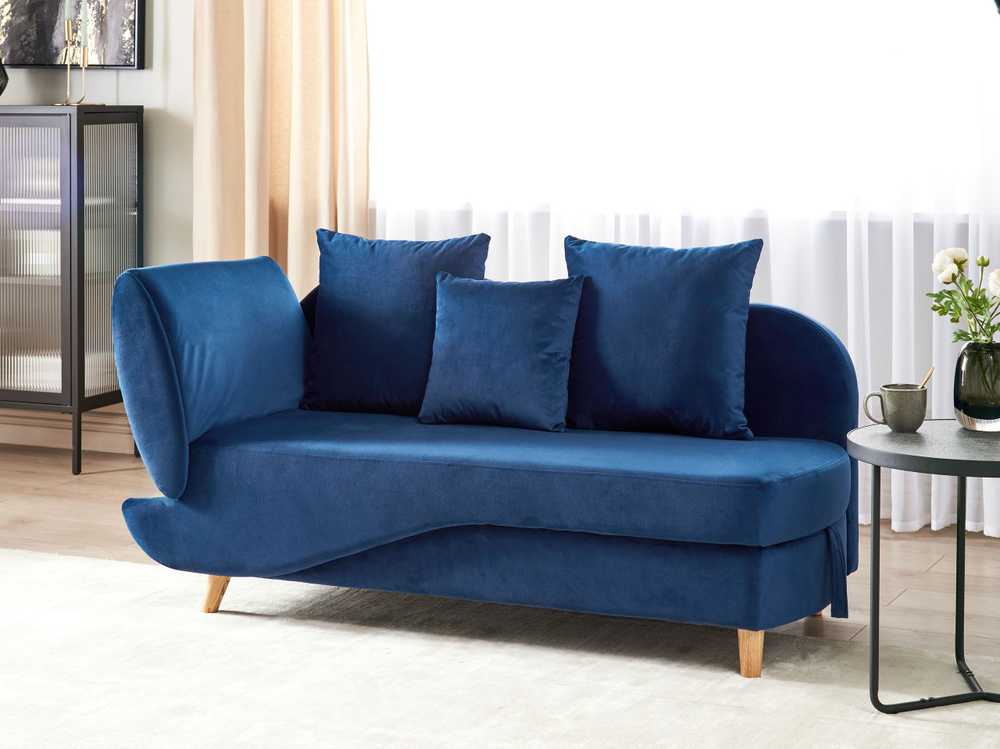 Sofa Beliani Kairinis gultas MERI su daiktadėže, tamsiai mėlynas veliūras