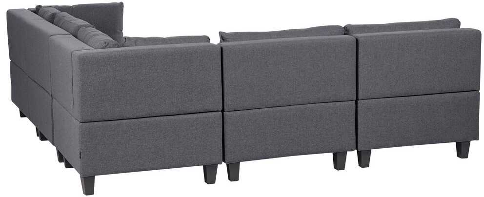 Beliani 5 vietų modulinė sofa UNSTAD Kairinė tamsiai pilka su otomane
