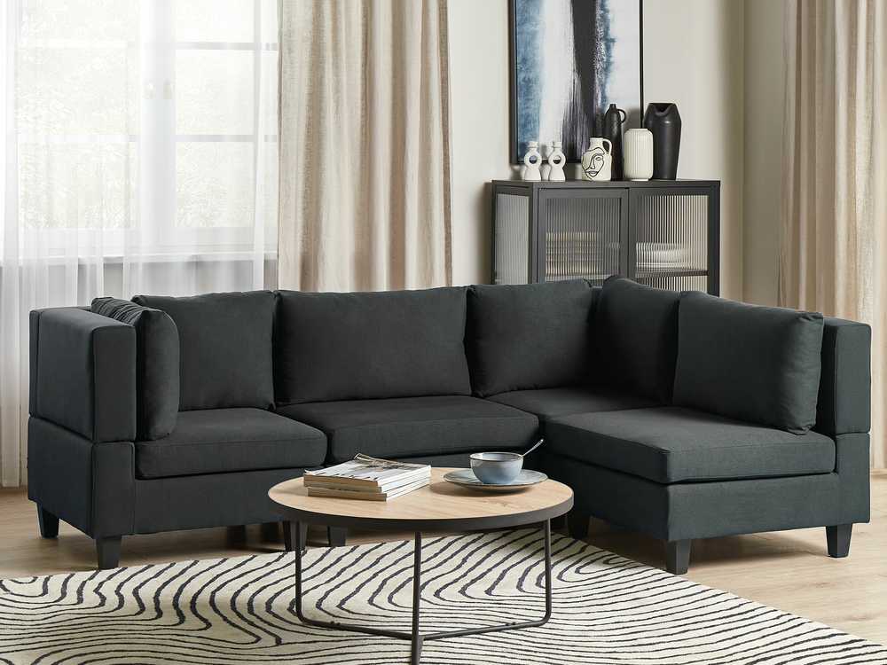 Beliani Modulinė sofa UNSTAD 4 asmenims, kairinė, juoda