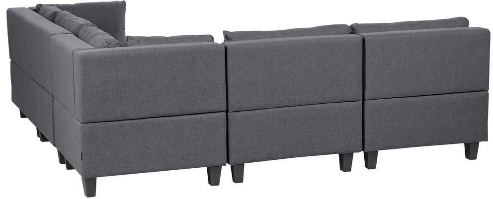 Beliani 5 vietų modulinė sofa UNSTAD Kairinė tamsiai pilka su otomane
