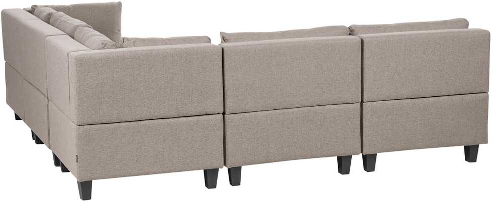 Beliani Modulinė 5 vietų sofa UNSTAD Kairinė Ruda su otomane