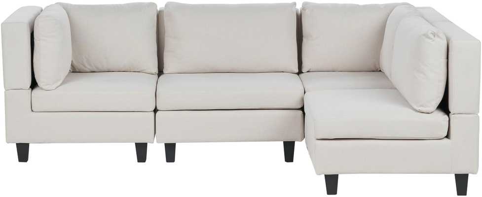 Beliani Modulinė 4 vietų kampinė sofa UNSTAD, kairinė, šviesiai smėlio spalvos