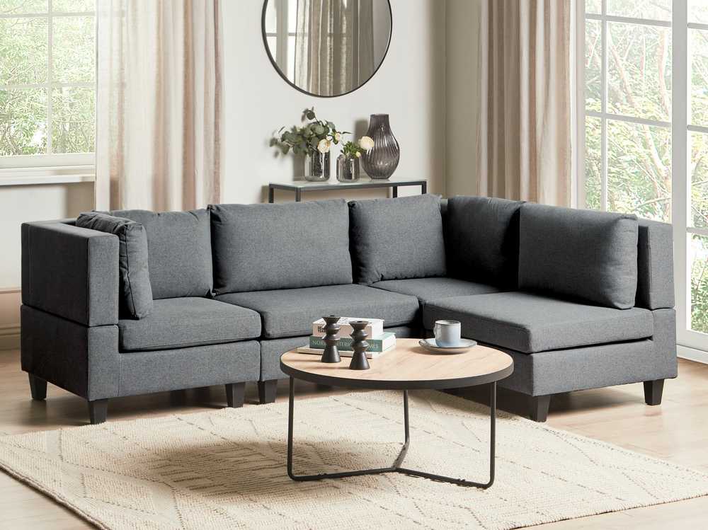 Sofa Beliani Modulinis 4 vietų kampas UNSTAD kairinis tamsiai pilkas